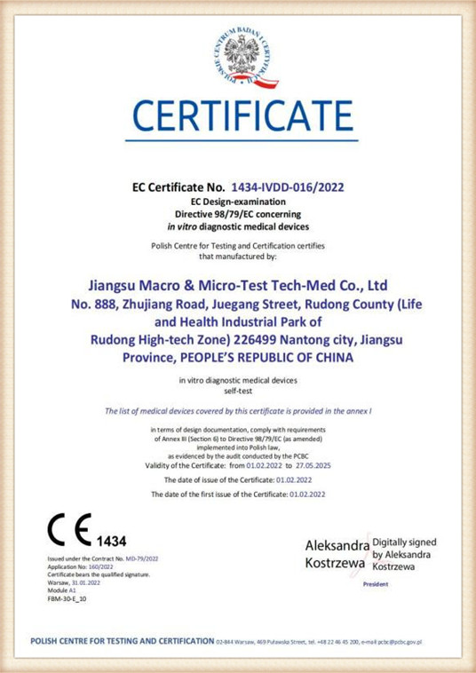 Macro&Micro-Test otrzymał znak CE na zestawie do samodzielnego testowania COVID-19 Ag1